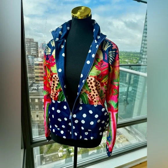🆕 FARM Rio 🧿 NWT Jacqueta "Divertidamente Azul" - Women's Training Jacket Sz S - Picture 10 of 16
